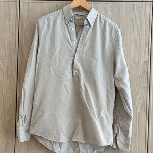 Light Gray Button-Down Popover Shirt